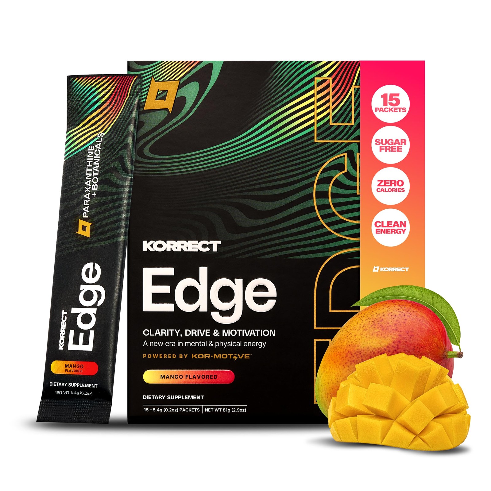 Korrect Edge Energy Powder | Clean Energy for Men & Women, Focus & Mental Cla...