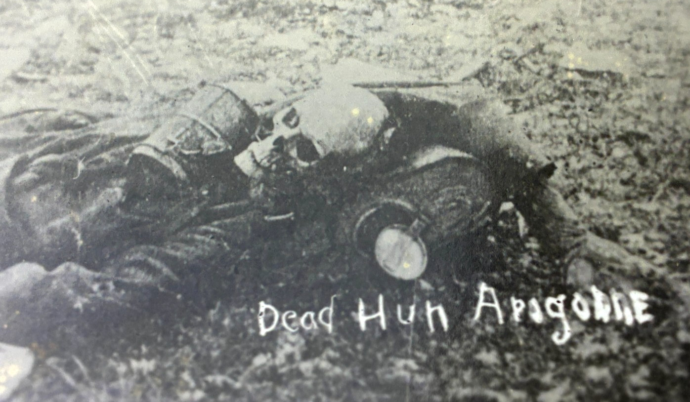 RPPC Postcard WW1 Dead Hun GERMAN Meuse-Argonne Offensive France Graphic Rare PB