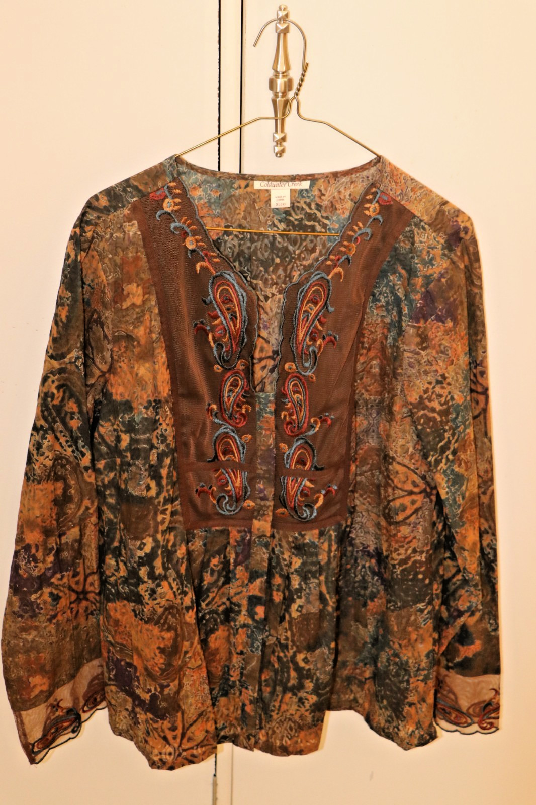 COLDWATER CREEK XL WOMEN POLYESTER COTTON BLOUSE LONG SLEEVES NEW WITHOUT TAGS