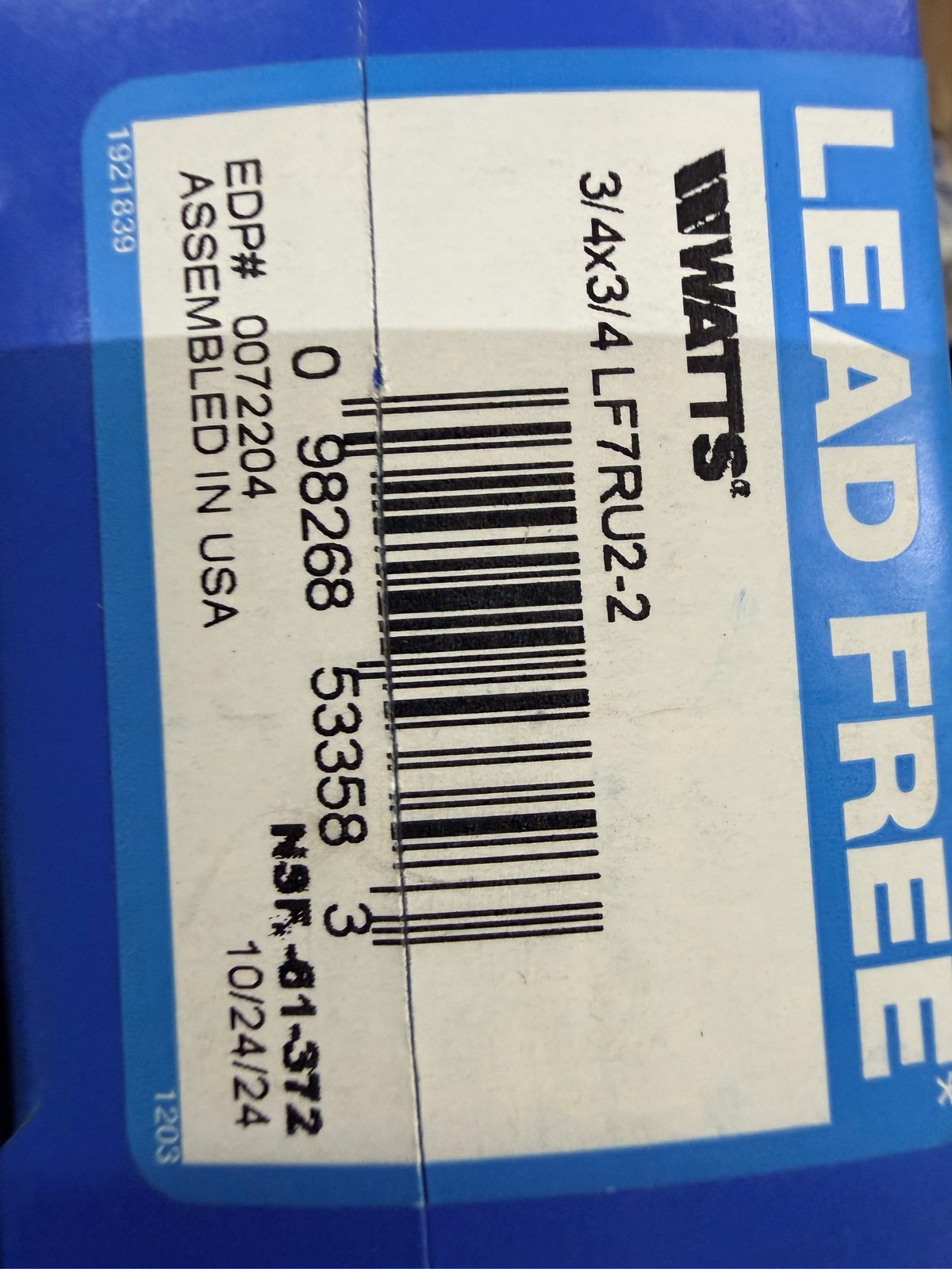 Watts 3/4 in. Lead-Free Brass Dual Check Valve Backflow Preventer LF7RU2-2