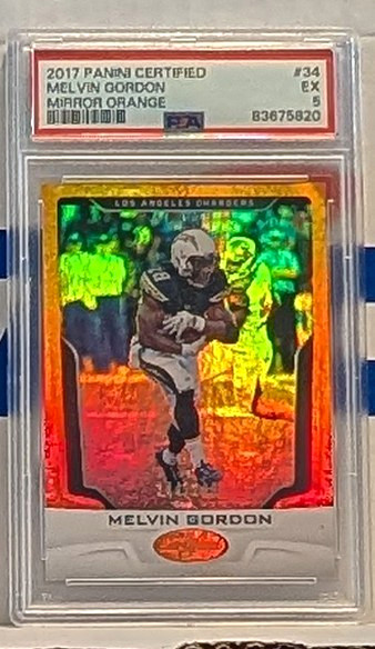 2017 Panini Certified Melvin Gordon Mirror Orange Parallel #34 PSA 5