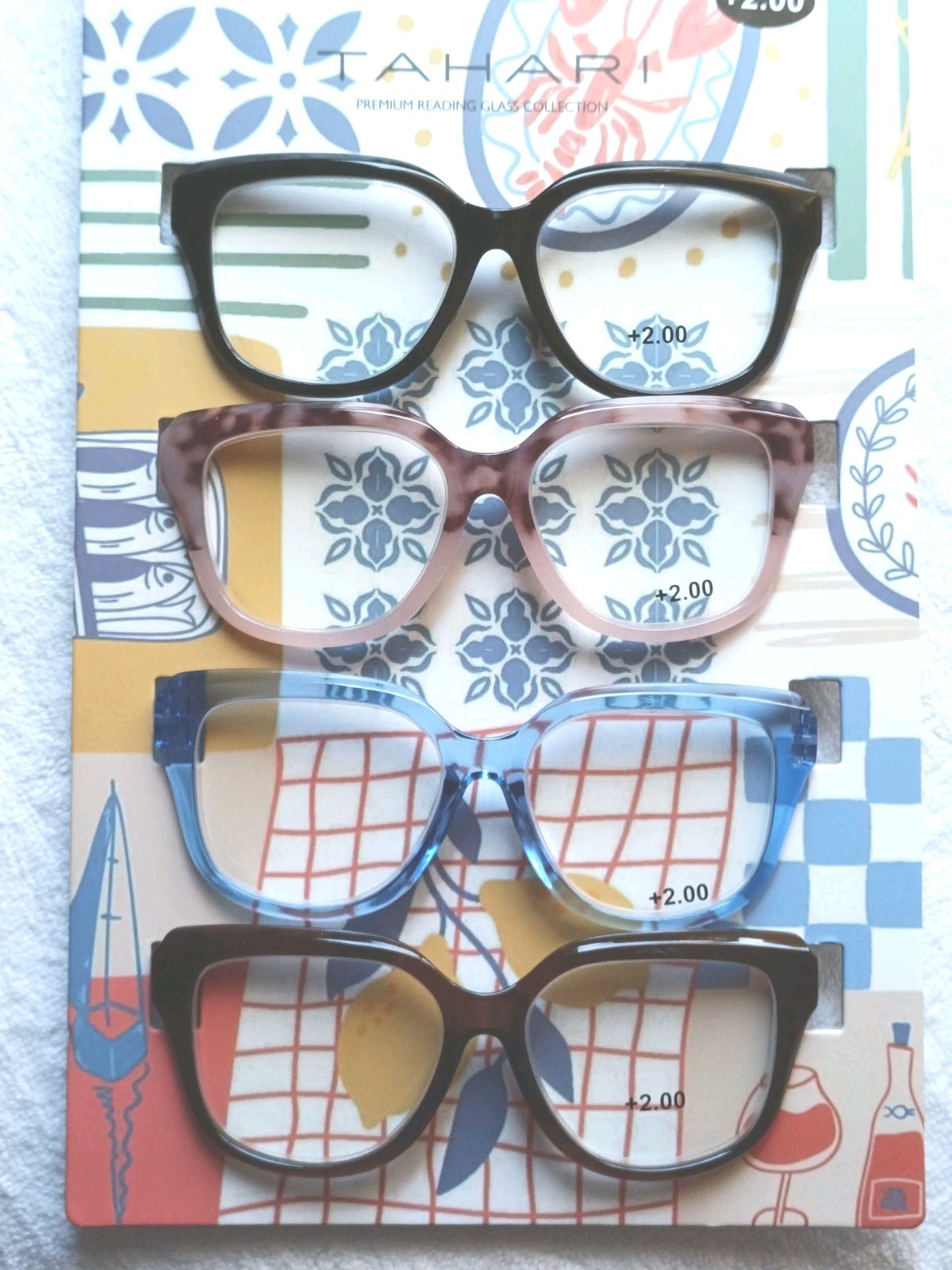 TAHARI PREMIUM +2.00, 4 PAIR SCRATCH RESISTANT READER GLASSES, Multicolor NEW TAHARI PREMIUM +2.00, 4 PAIR SCRATCH RESISTANT READER GLASSES, Multicolor NEW