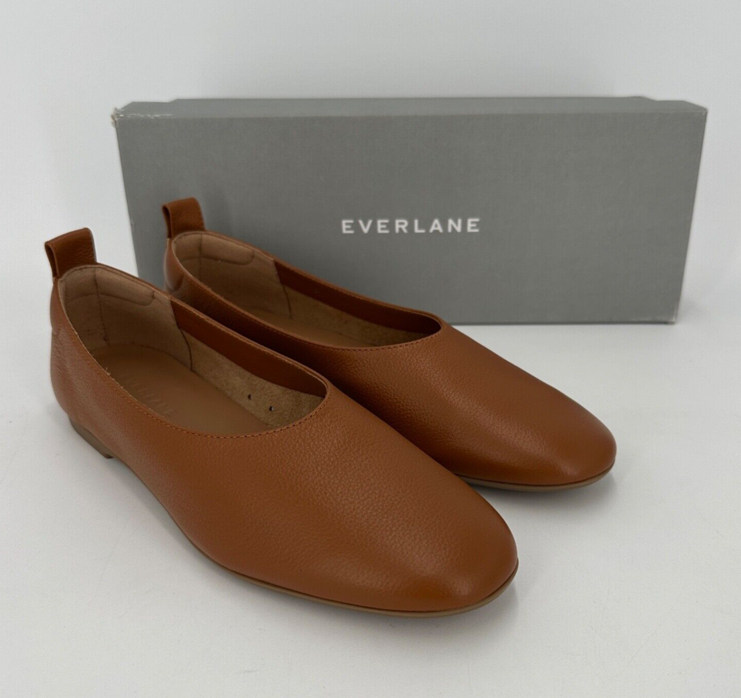 Everlane The Italian Leather Day Glove Flats in Toasted Almond 8.5 Women\'s NIB