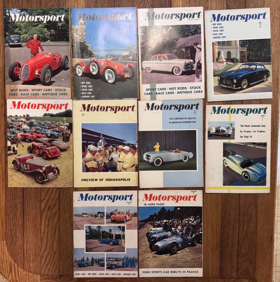 MOTORSPORT Magazine Vintage 1952 Lot of 10 Fair to Good Condition MOTORSPORT Magazine Vintage 1952 Lot of 10 Fair to Good Condition