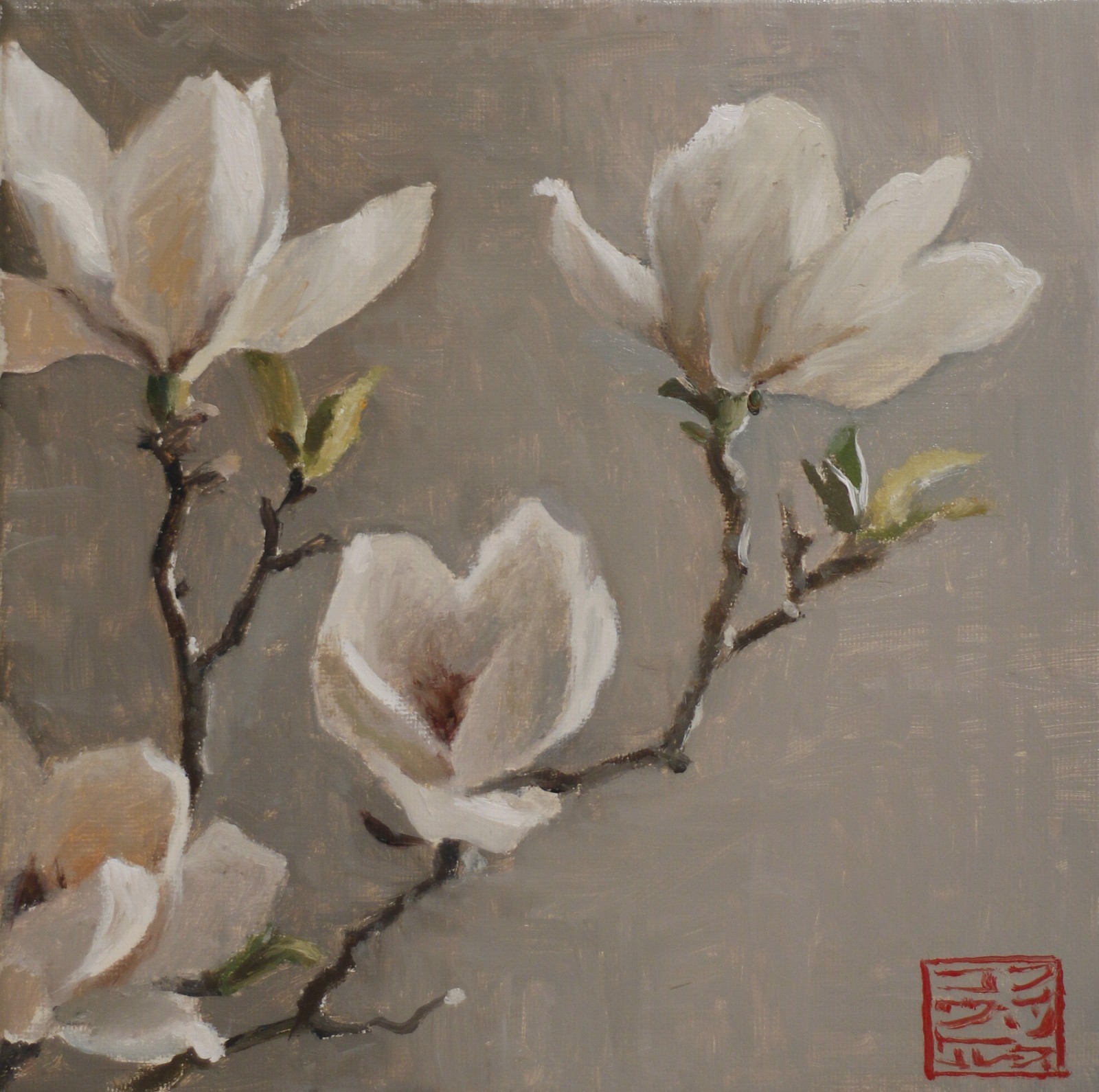 Magnolias Original Oil Painting On 8x8 Canvas Signed Floral Art Flower Artwork Magnolias Original Oil Painting On 8x8 Canvas Signed Floral Art Flower Artwork