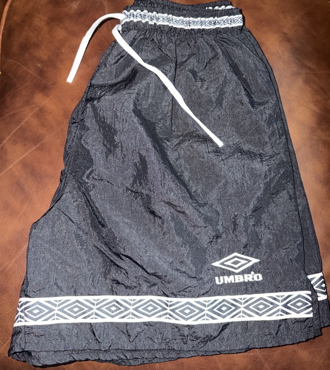 Vintage 90s Umbro Black Diamond Tape Soccer Shorts Large Made In USA