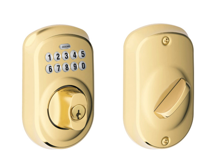 Schlage BE365 PLY 605 Plymouth Polished Brass Keypad Deadbolt Schlage BE365 PLY 605 Plymouth Polished Brass Keypad Deadbolt