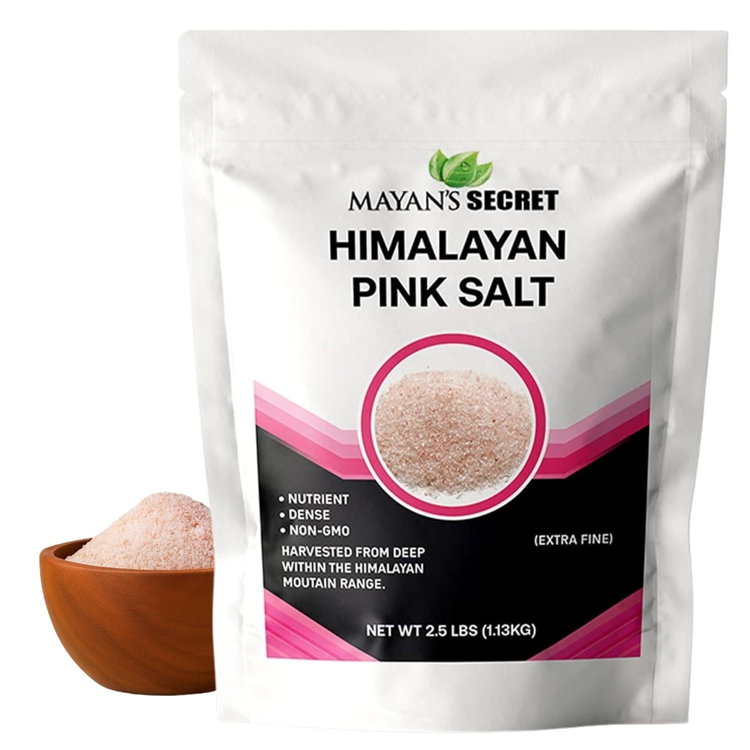 Himalayan Pink Salt 2.5 lb Fine Grain Natural Mineral Sea Salt Non GMO Bulk