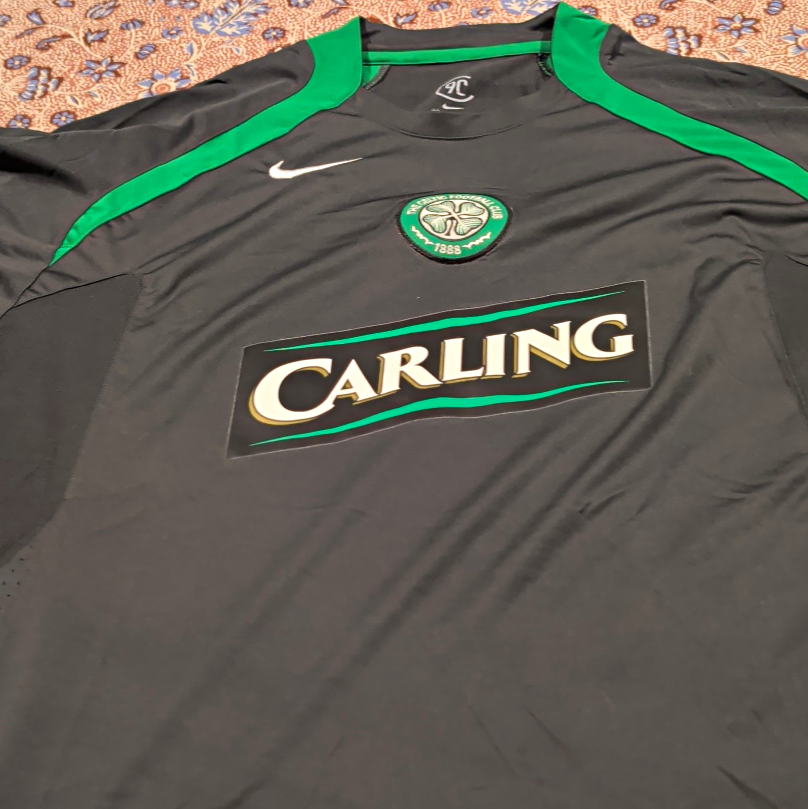Nike Celtic FC Soccer Jersey Black/Green Dri-FIT Carling Sponsor Men’s XL