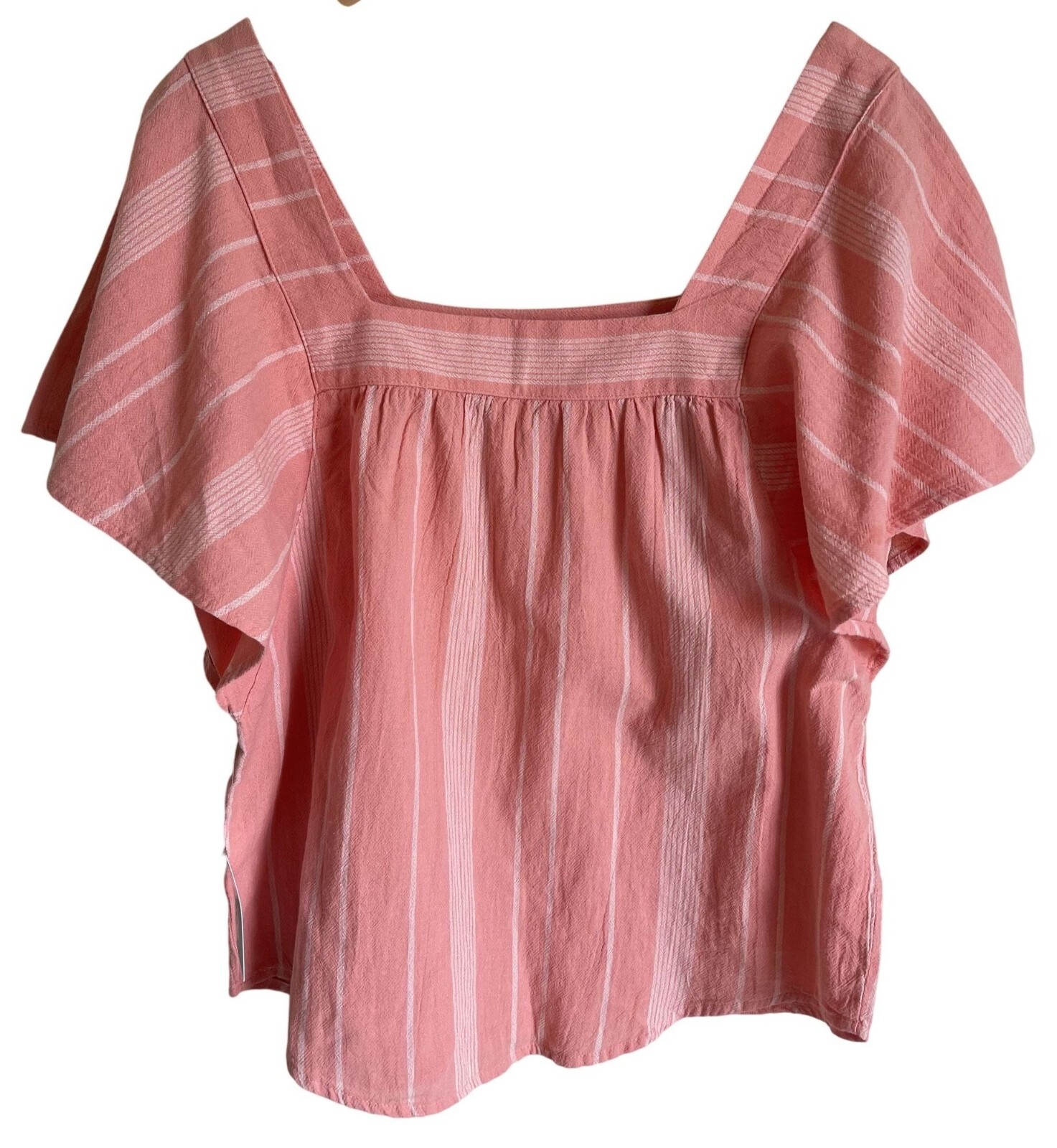 New Sonoma Pink Striped Square Neck Peasant Top Size Medium New Sonoma Pink Striped Square Neck Peasant Top Size Medium