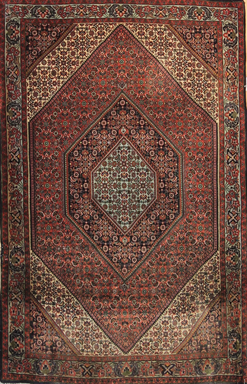 Stunning One of a Kind Hand Knotted Rust Salmon Color Bidjarr 4 x 6 Rug Stunning One of a Kind Hand Knotted Rust Salmon Color Bidjarr 4 x 6 Rug