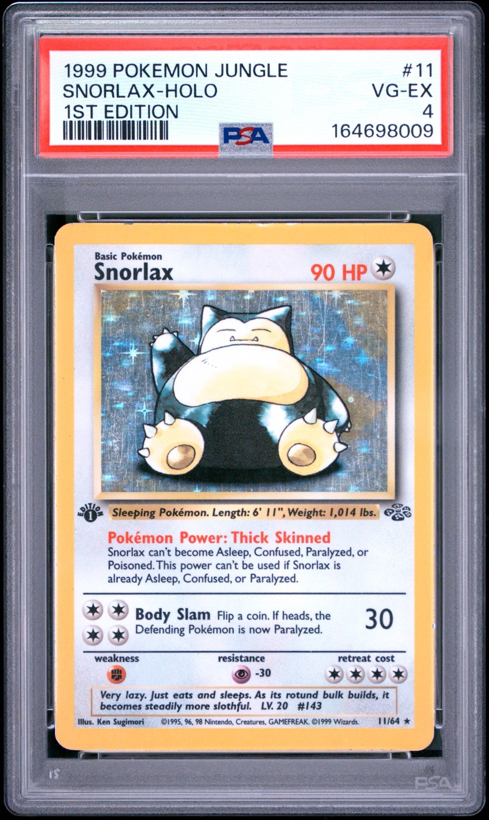 1999 POKEMON JUNGLE 11 SNORLAX-HOLO 1ST EDITION PSA 4 1999 POKEMON JUNGLE 11 SNORLAX-HOLO 1ST EDITION PSA 4