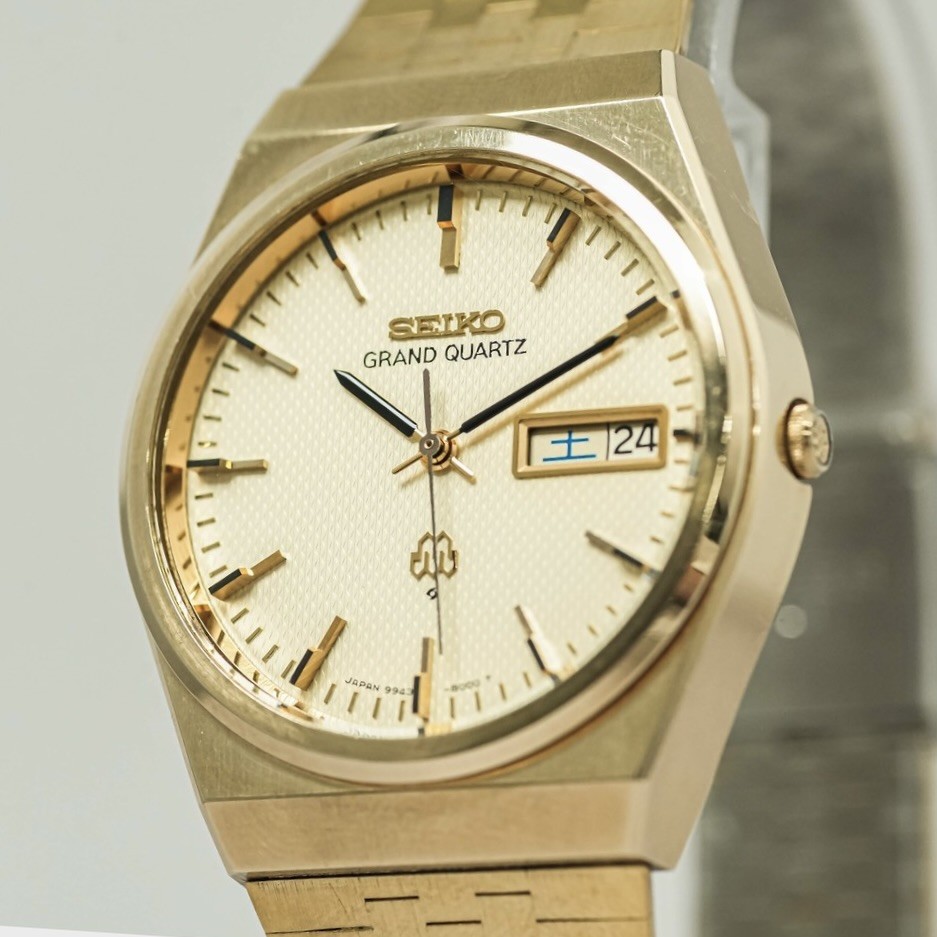 Vintage 1979 *NEAR MINT* SEIKO Grand Quartz 9943-8000 Gold KANJI Date 36mm Men's