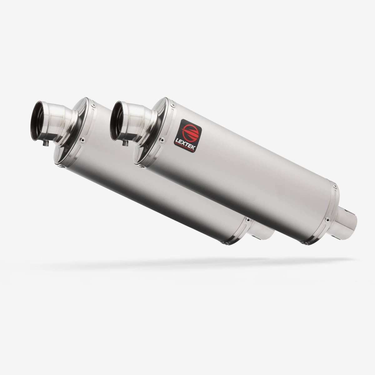 Lextek Stainless Steel OP1 2 x Matt 350mm Exhaust Silencer Silver Matte 51mm