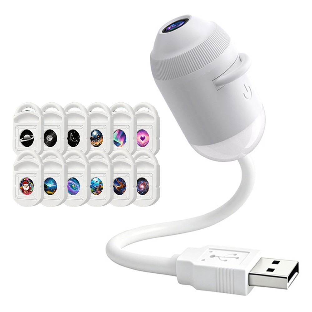 2-in-1 Galaxy Projector Night Light USB Projection Lamp & 12 Projection Films