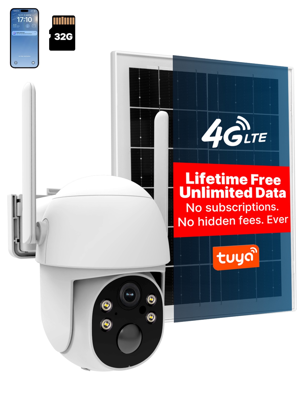 MOES 4G LTE Cellular Solar Wireless Security Camera Lifetime Free Unlimited Data