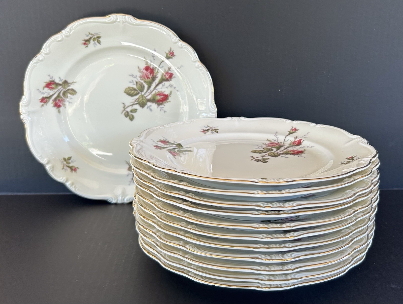 Rosenthal Pompadour Moss Rose Dinner Plates 10 Rosenthal Pompadour Moss Rose Dinner Plates 10