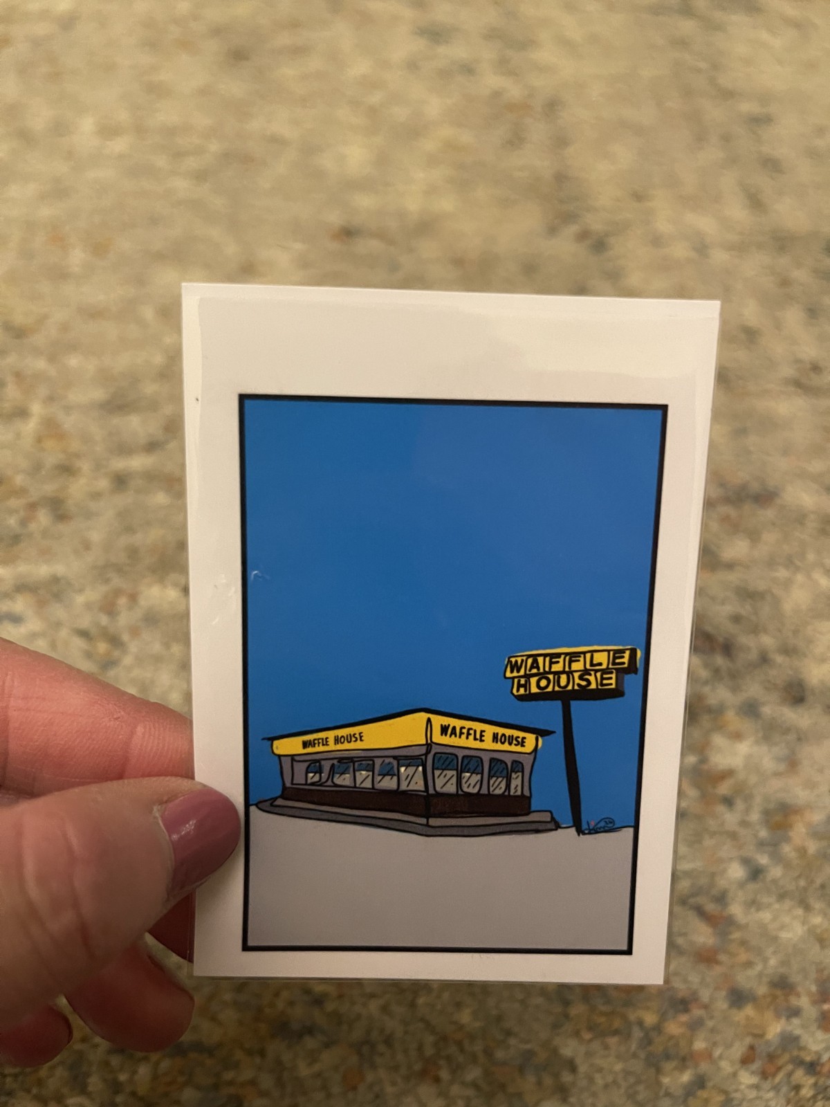 Waffle House ACEO Art Print 2.5x3.5 Original Artist Signed Weird Art