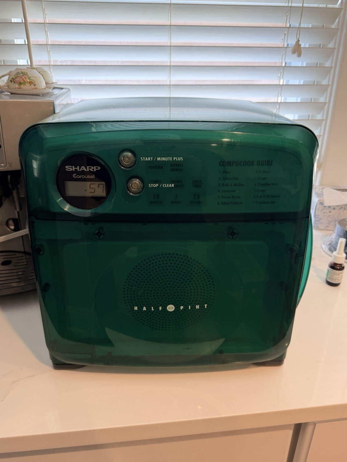 Rare Sharp Carousel Half Pint R-120DG Transparent Green Microwave TESTED WORKING Rare Sharp Carousel Half Pint R-120DG Transparent Green Microwave TESTED WORKING