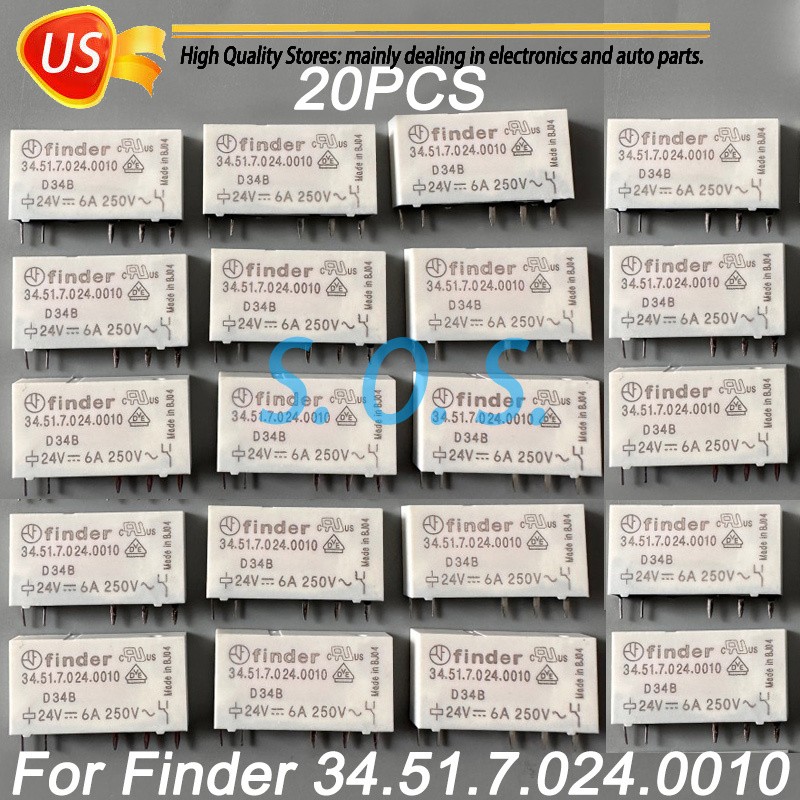 20* Power Relay For Finder 34.51.7.024.0010 24VDC 6A 34.51.24VDC 5Pins SPDT US