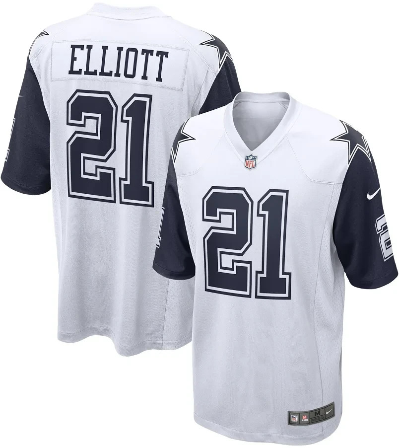 Nike Dallas Cowboys Ezekiel Elliott #21 Alternate Game White Football Jersey