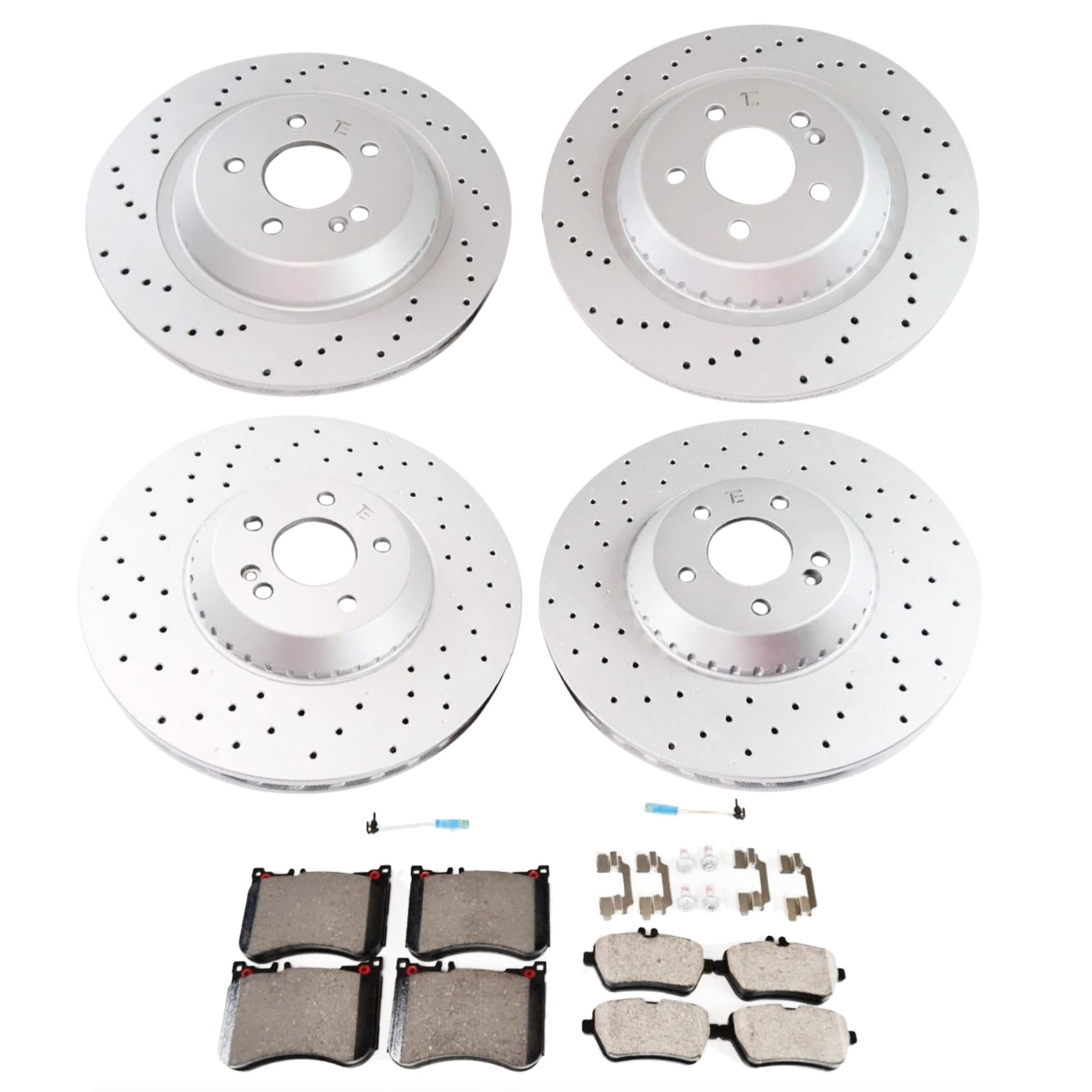 Front and Rear Brake Pads +Rotors For Mercedes-Benz 2014-21 S550 S560 S450 S560e