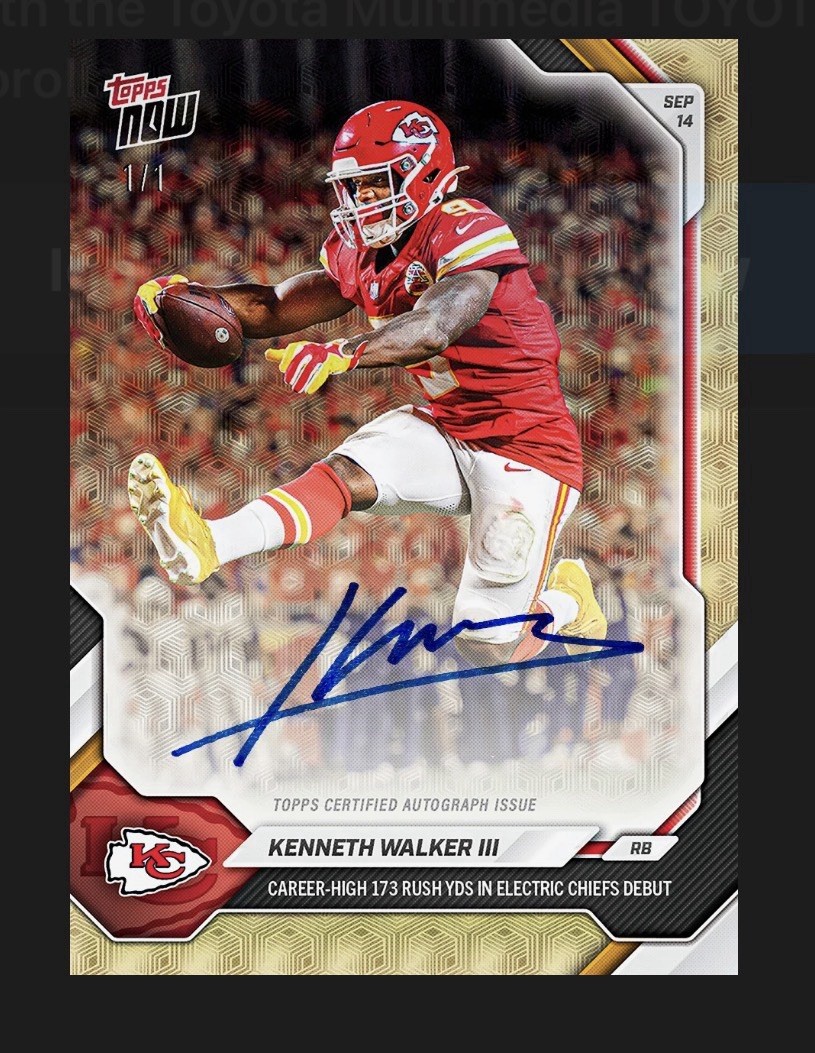 Kenneth Walker 173-Yards Debut 2026 NFL Topps NOW Chance At 1/1 Auto Presale