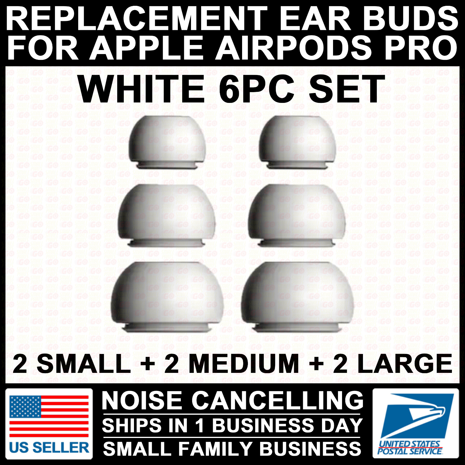 3-PAIRS Ear Bud Tip For Apple AirPod Pro 1&2 Replacement Silicone Rubber X/S/M/L