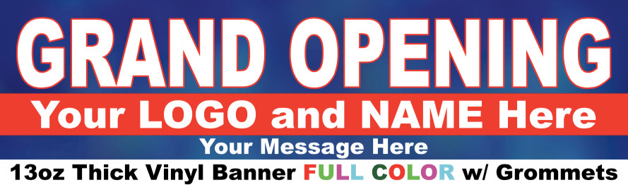 Personalized GRAND OPENING Banner 3\'x10\' Feet Thick Vinyl w/ Grommets & Hem 3x10