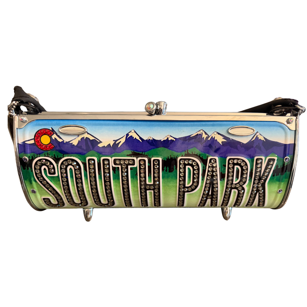 Rare Vintage Little Earth South Park License Plate Purse Swarovski Crystals