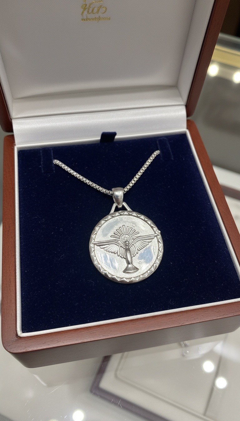 Vintage Silver Plated Religious/Catholic Holy Spirit Dove Medal Pendant-Unisex