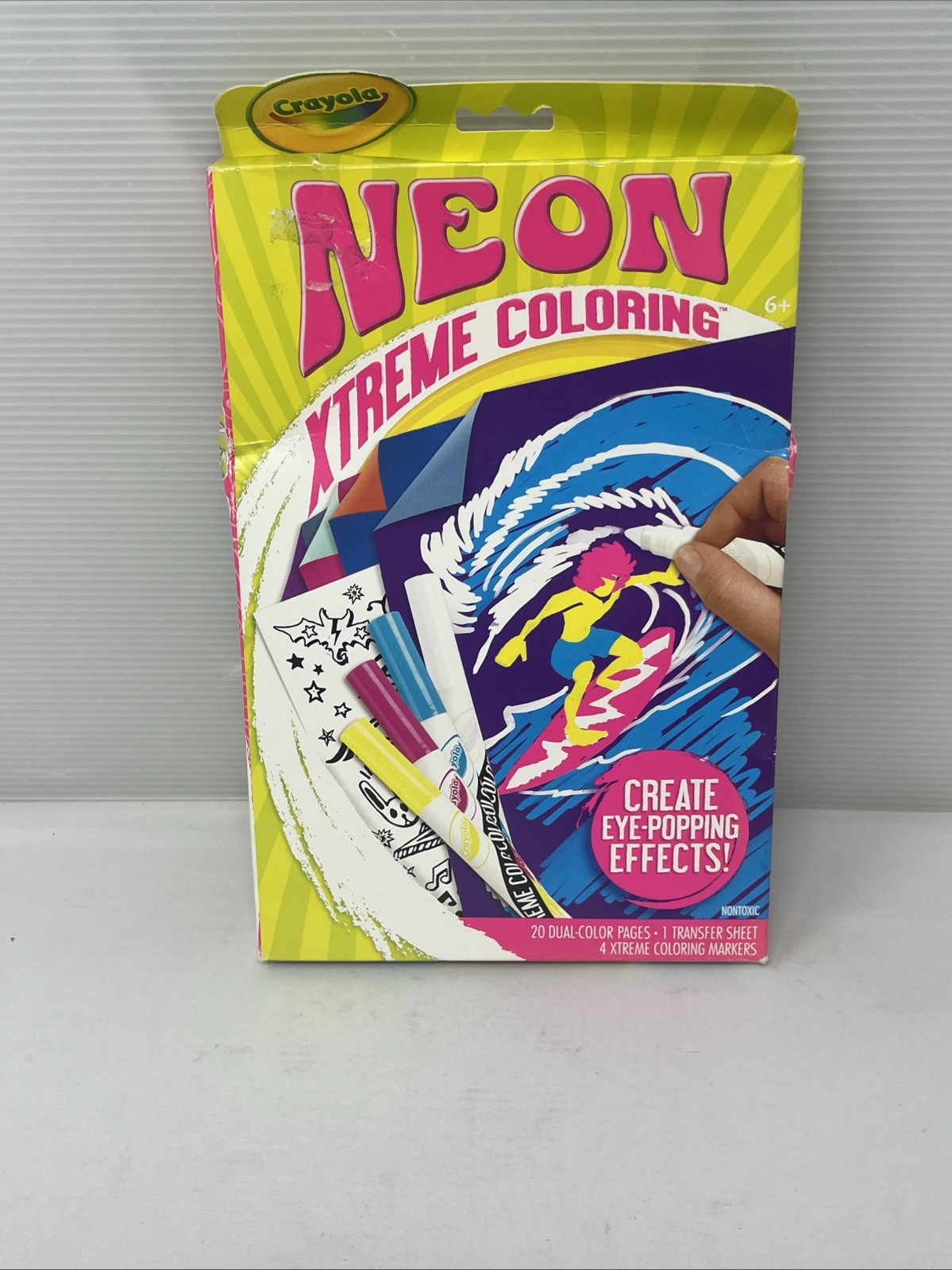 Crayola Neon Extreme Coloring Set 15 Neon Pages 4 Markers USA Made DISPLAY 2013