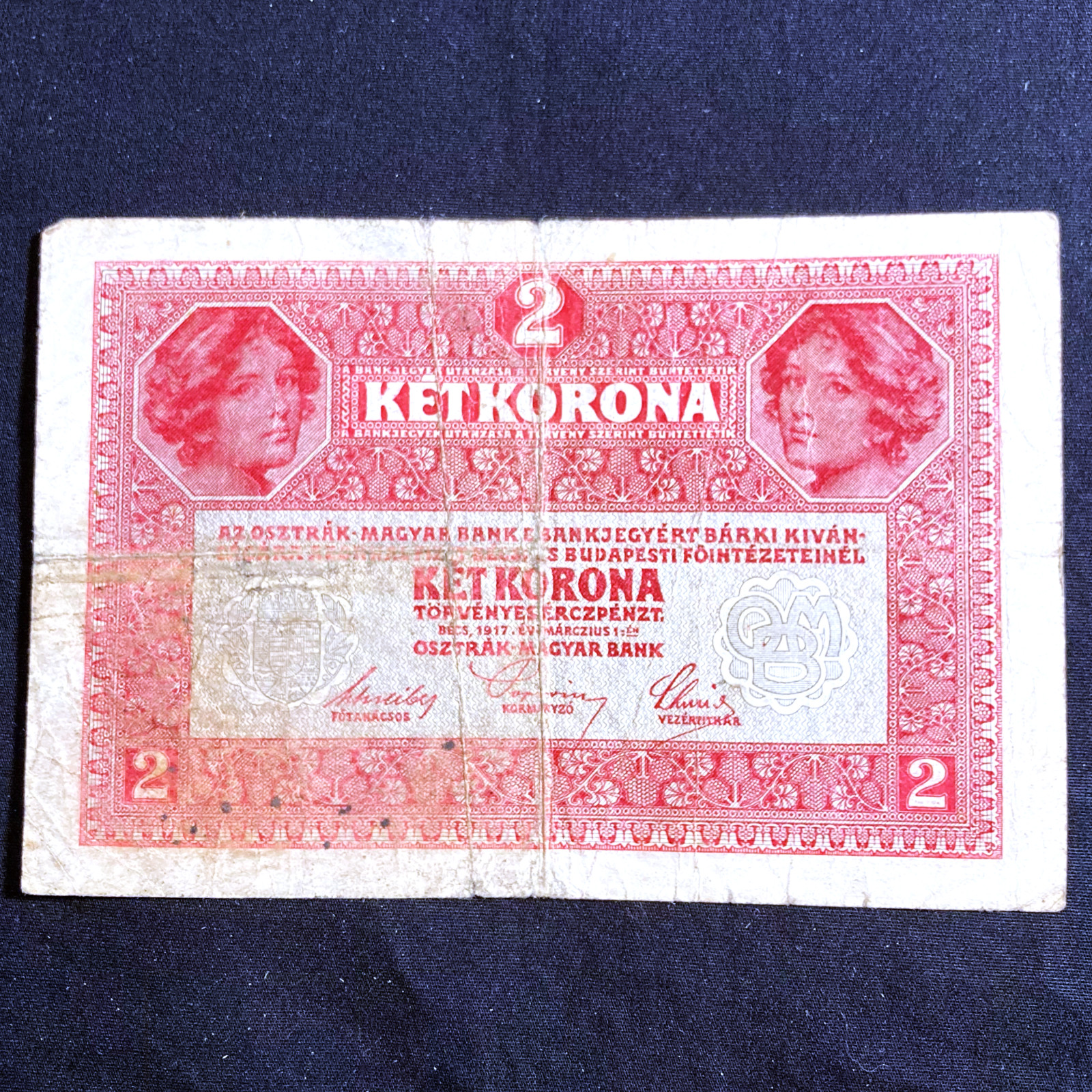 1917 Republic of Germany-Austria 2 Ketkorona P50+1919 Deutschösterreich Stamp **