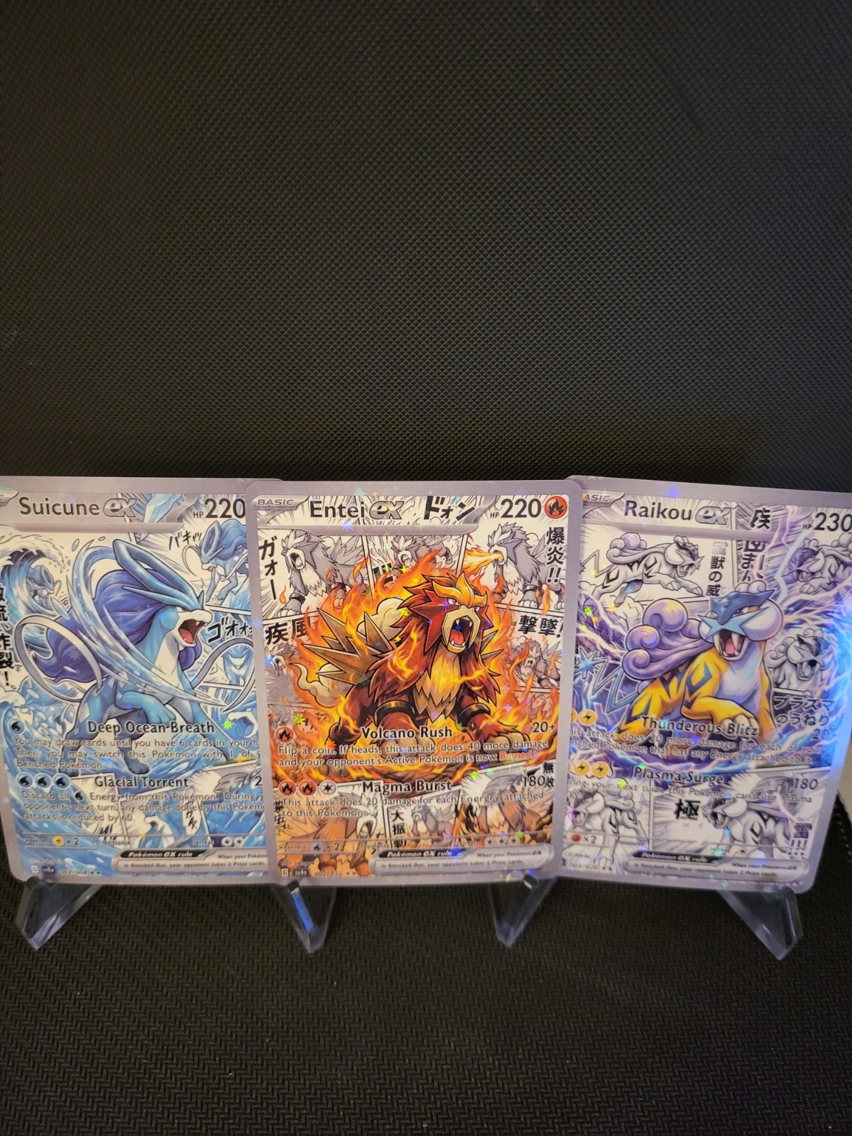 Entei Raikou Suicune EX Pokemon Card FULL ART Display Art Card Entei Raikou Suicune EX Pokemon Card FULL ART Display Art Card