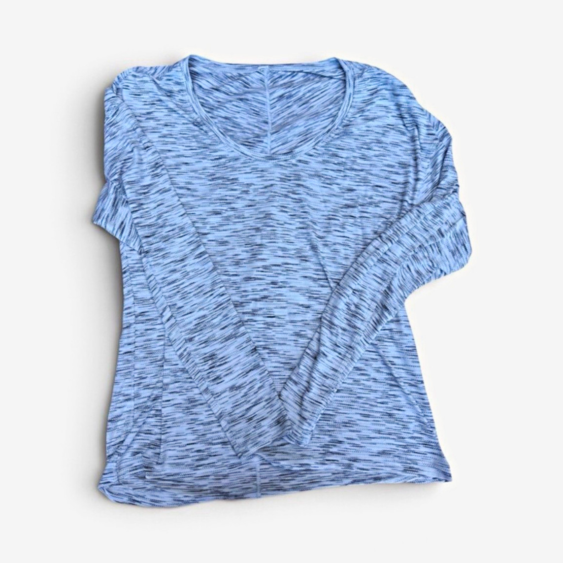 lululemon women’s heathered gray long sleeve scoop neck stretch top size 6