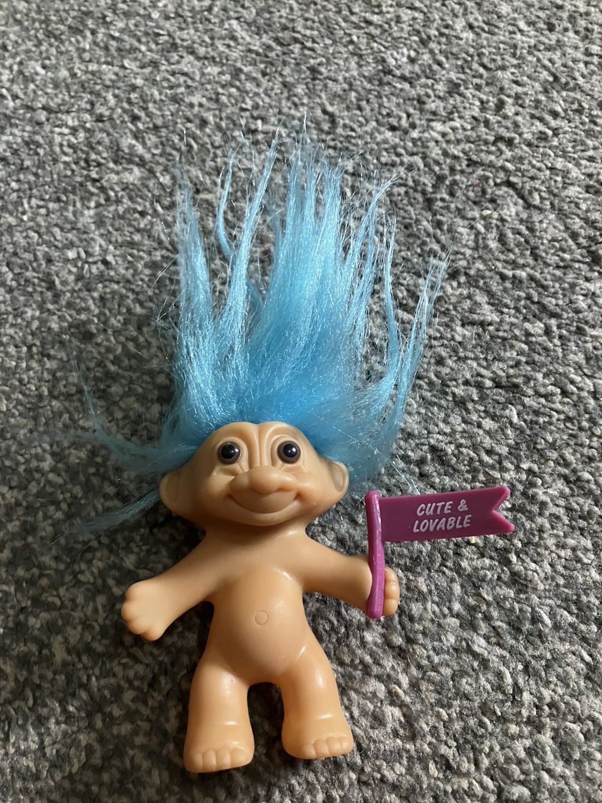 Vintage Russ Troll Doll Figure With Sign Cute & Lovable Vintage Russ Troll Doll Figure With Sign Cute & Lovable