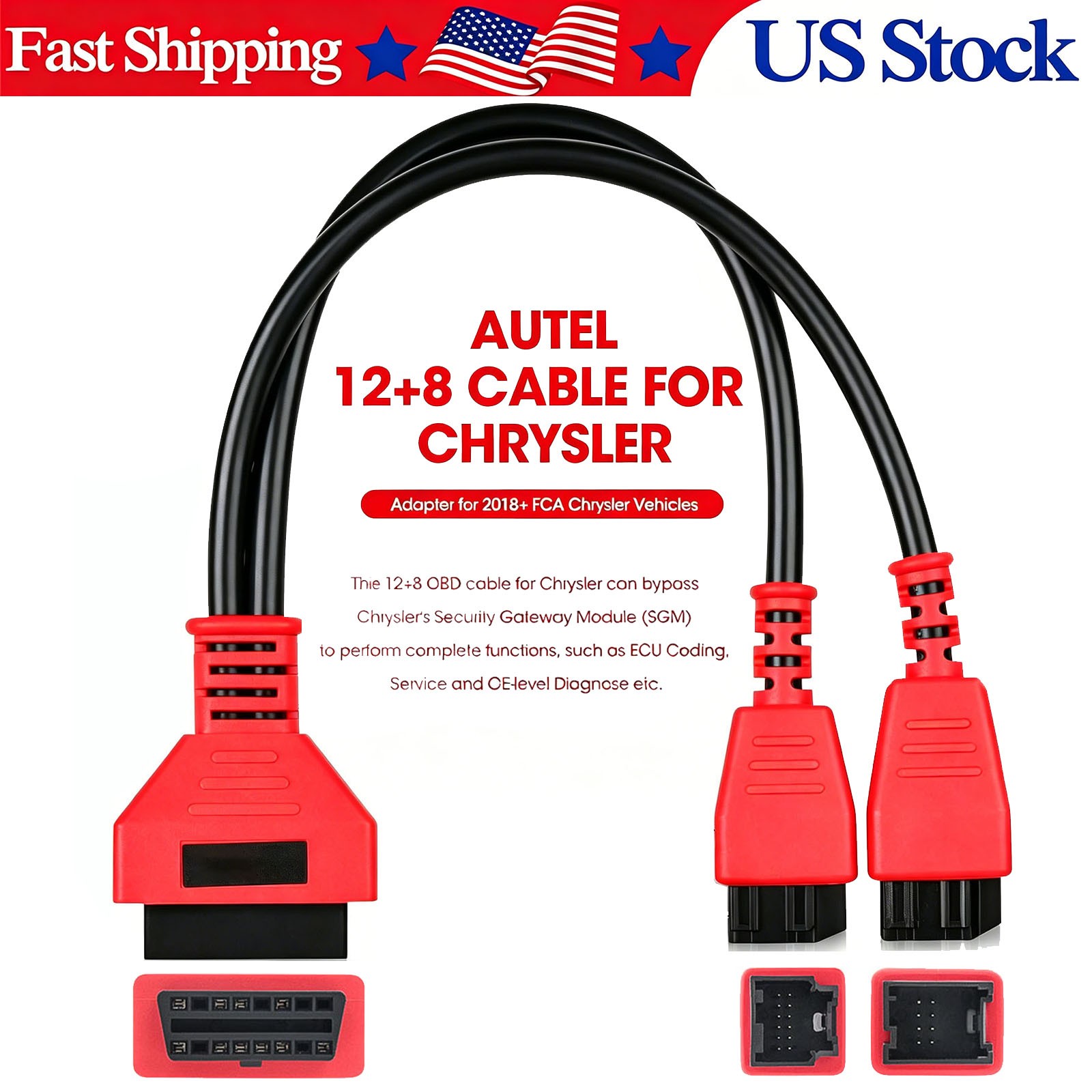 12+8 Pin Adapter Cable for Autel Maxisys MS906 MS905 DS808 FCA SGW Bypass