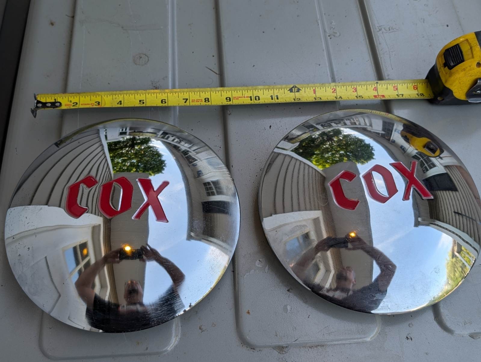 Vintage Cox Trailer Hubcaps (2) New Old Stock