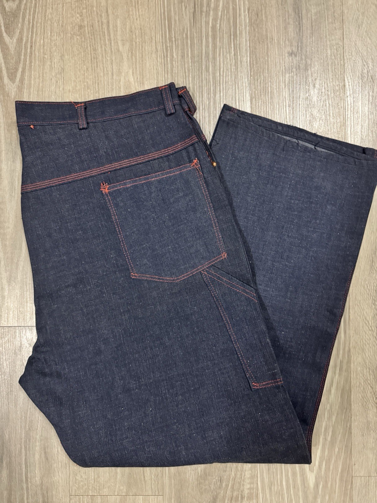 Vtg 60s Denim Carpenter Work Jeans Deadstock NOS General Zipper 42x32 USA