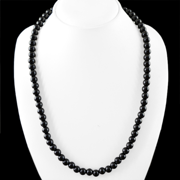FINEST AAA 268.45 CTS NATURAL RICH BLACK SPINEL UNTREATED ROUND BEADS NECKLACE