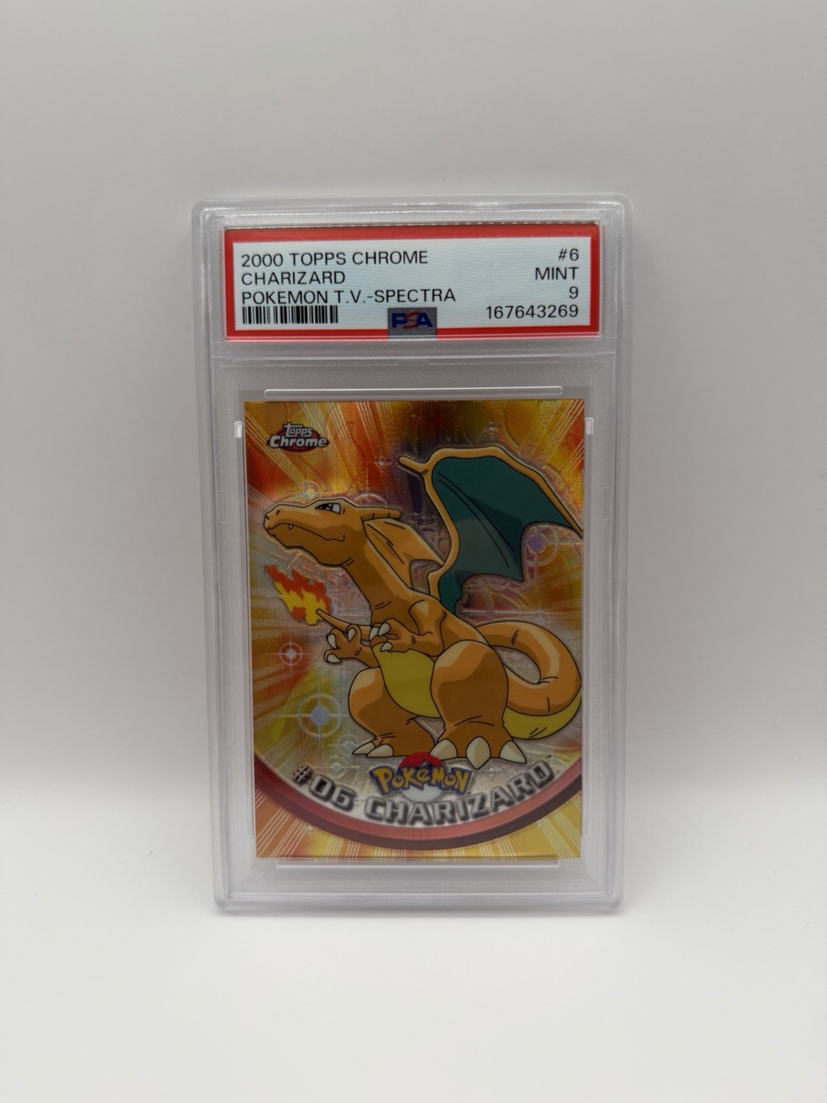 2000 Topps Chrome Pokemon Series 1 Charizard #6 SPECTRA REFRACTOR PSA 9