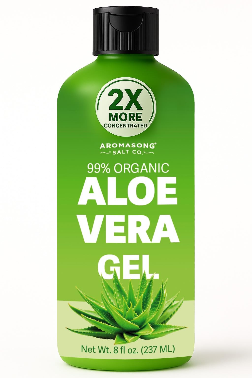 Aromasong 2X Concentrated Organic Pure Aloe Vera Gel for Face, Skin and Sunbu...