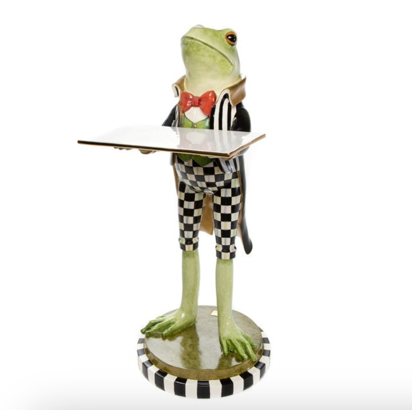 Brand New Mackenzie Childs Fergal the Frog Butler  Courtly Check XL 26\