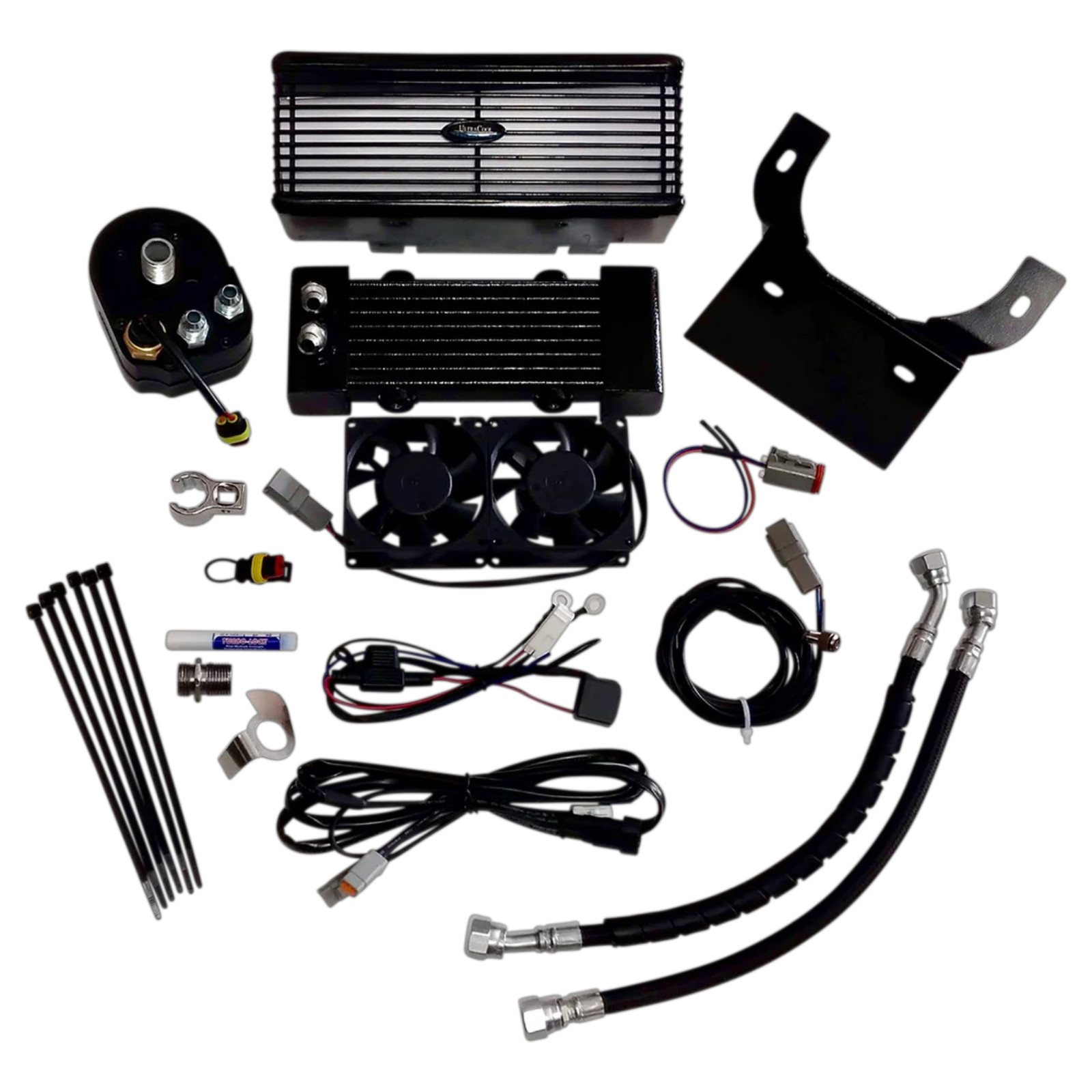UltraCool Flat Black Oil Cooler Kit Harley-Davidson Dyna 1993-2017 0713-0154