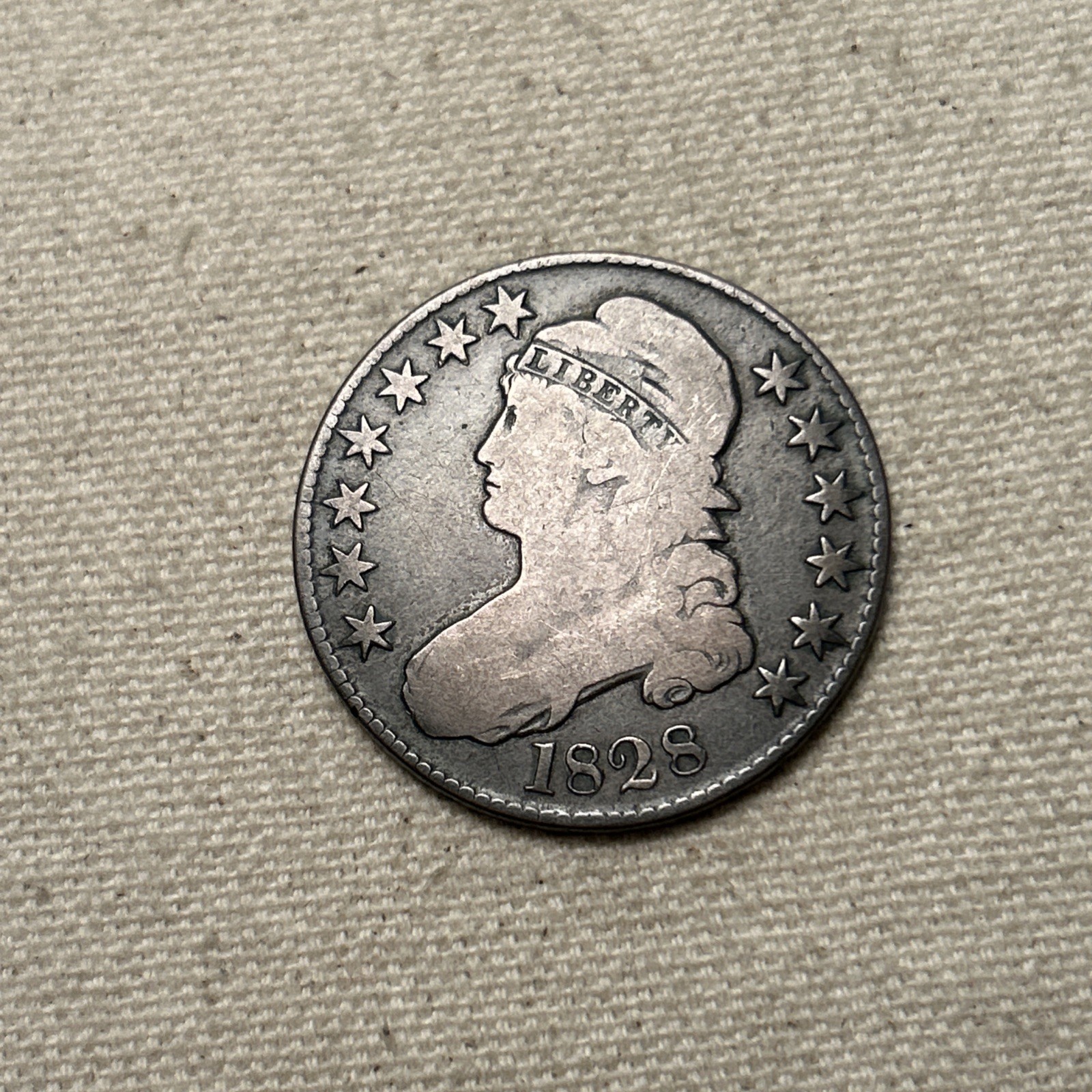 1828 Capped Bust Half Dollar 50C Cents Coin Silver O-103 #JM-D