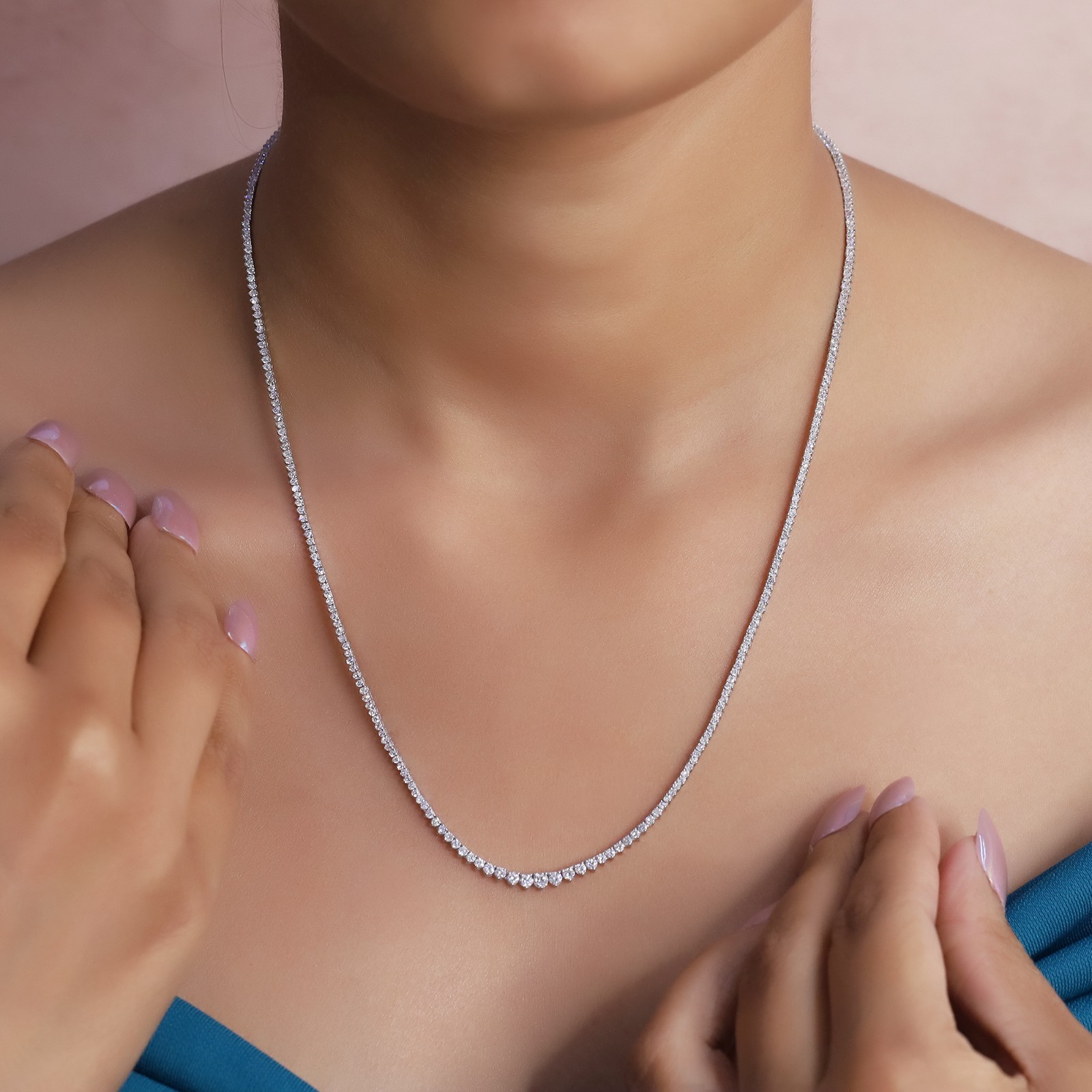 3.00 ct. t.w. Graduated Riviera Lab-Grown Diamond Tennis Necklace GIA Authentic