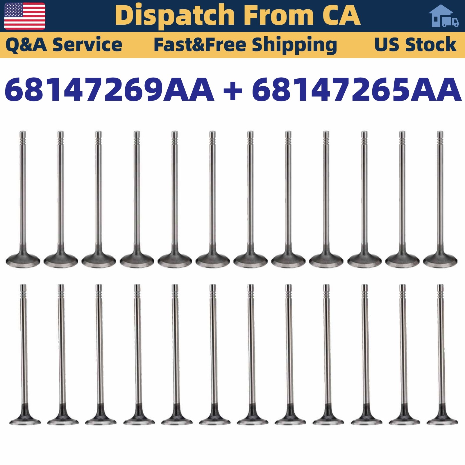 Engine Valves 68147269AA 68147265AA For Ram 1500 Jeep Grand Cherokee 3.0L Diesel