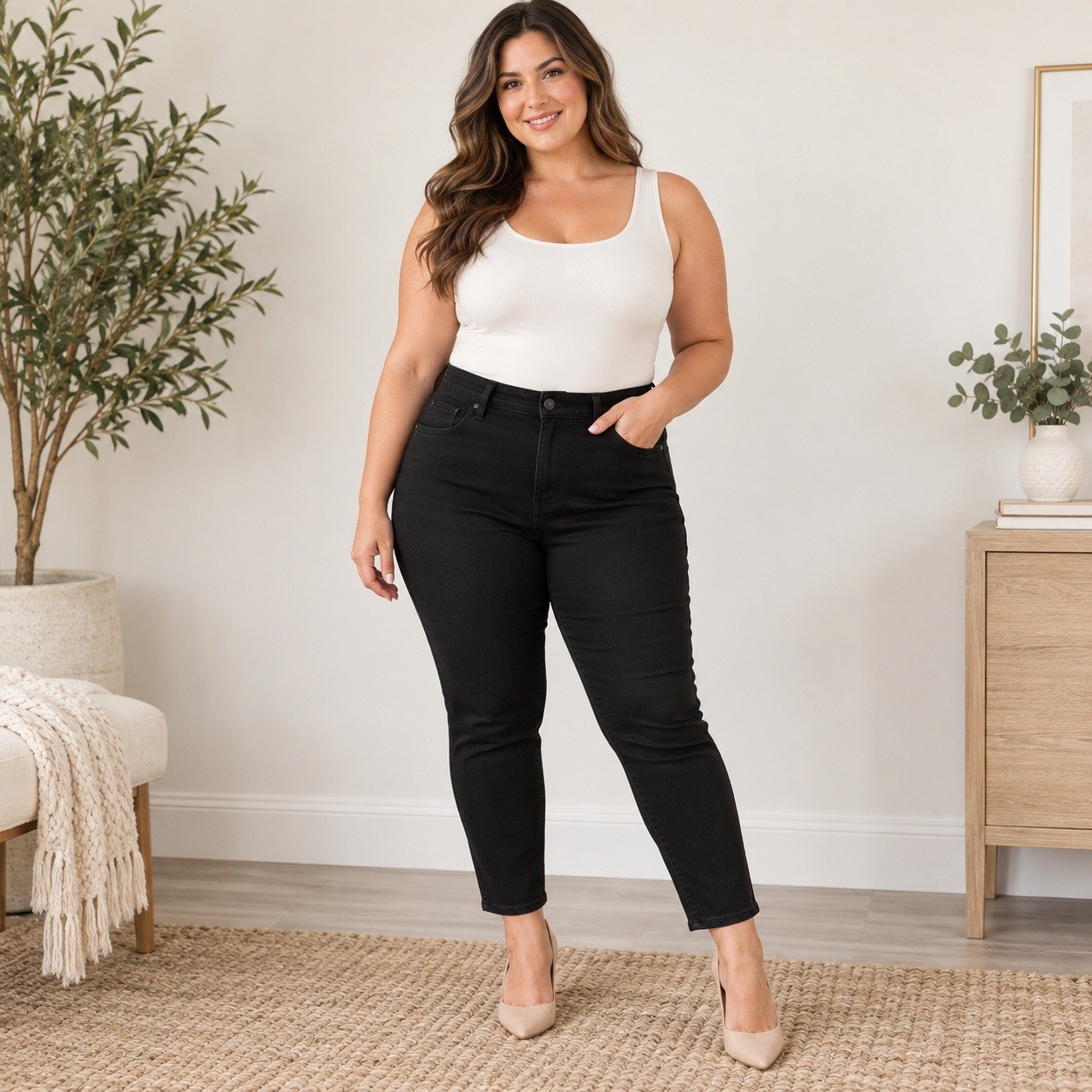 NWT Ava & Viv High Rise Skinny Jeans Black Comfort Waist Size 20