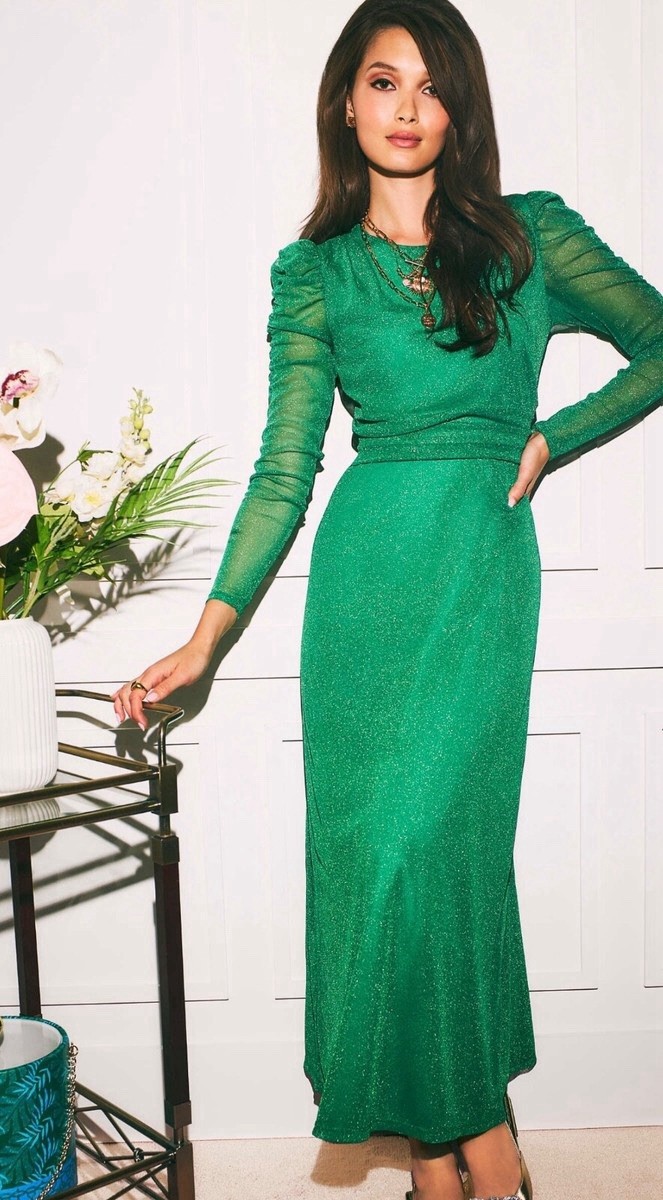NWT Lilly Pulitzer Preslie Midi Dress Fiddle Leaf Green Size XL Stunner Sparkly