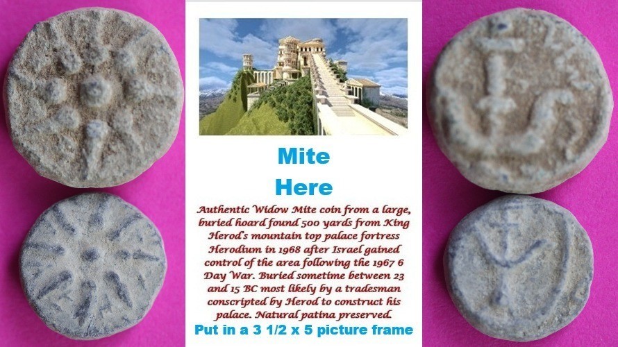 ORIGINAL Desert Patina 2 Widows Mites Herods Hoard Holy Land Artifact COA A14